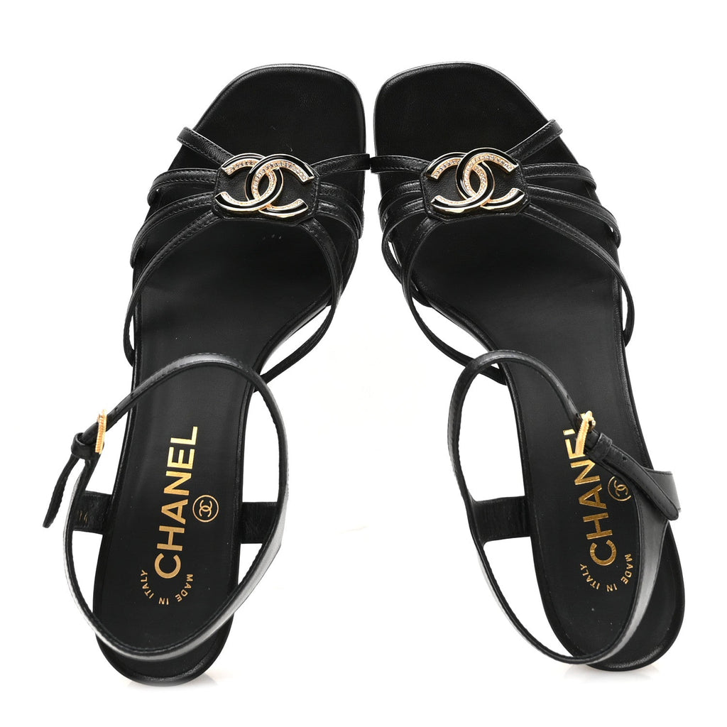 Lambskin Crystal CC Sandals 37.5 White