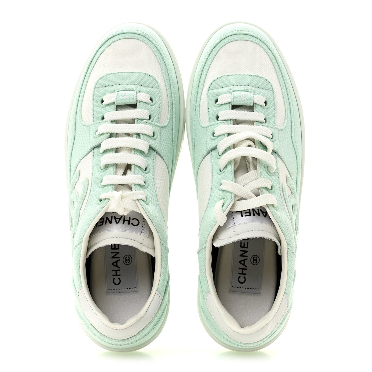 Cotton Sneakers 38.5 Light Turquoise White