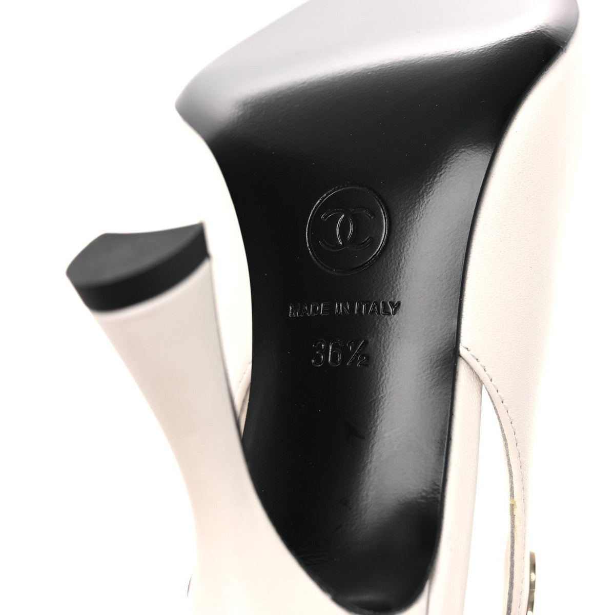 Lambskin Slingback Pumps 36.5 White Black
