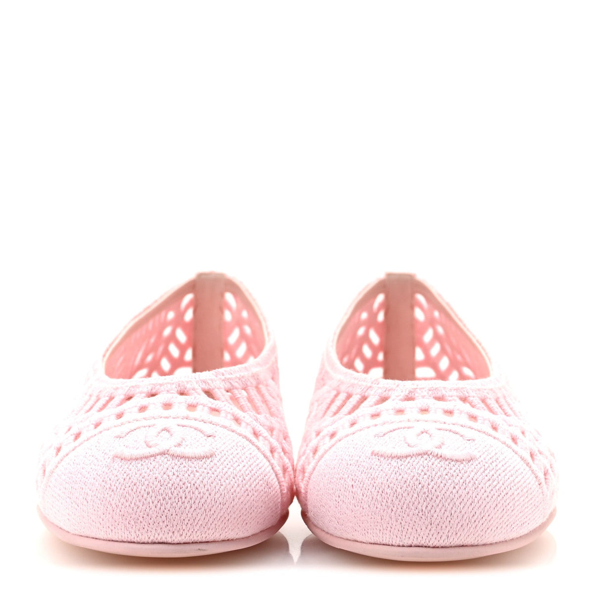 Cotton Embroidered Cap Toe Ballet Flats 38 Light Pink