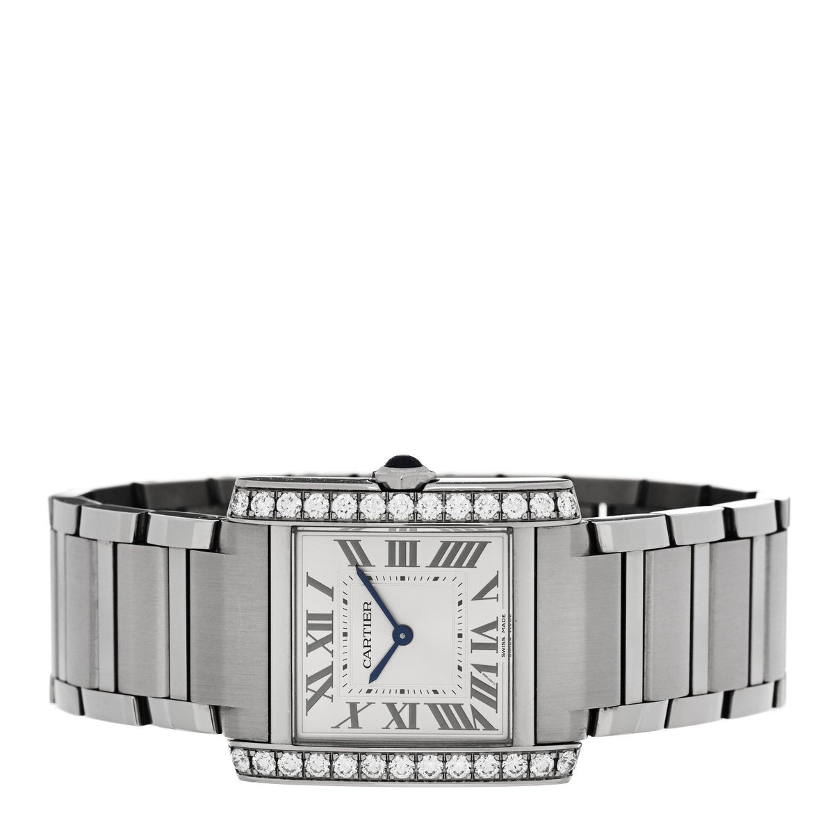 Stainless Steel Diamond Bezel 27mm Tank Francaise Quartz Watch