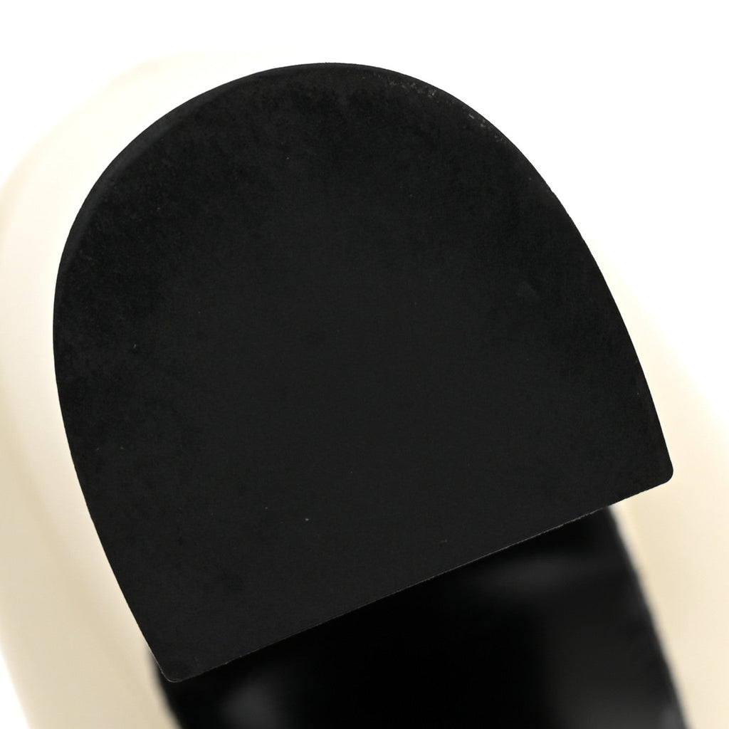 Lambskin Patent Calfskin Cap Toe Pumps 39.5 Ivory Black