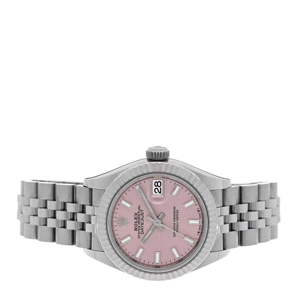 Stainless Steel 18K White Gold 28mm Oyster Perpetual Datejust Watch Pink 279174