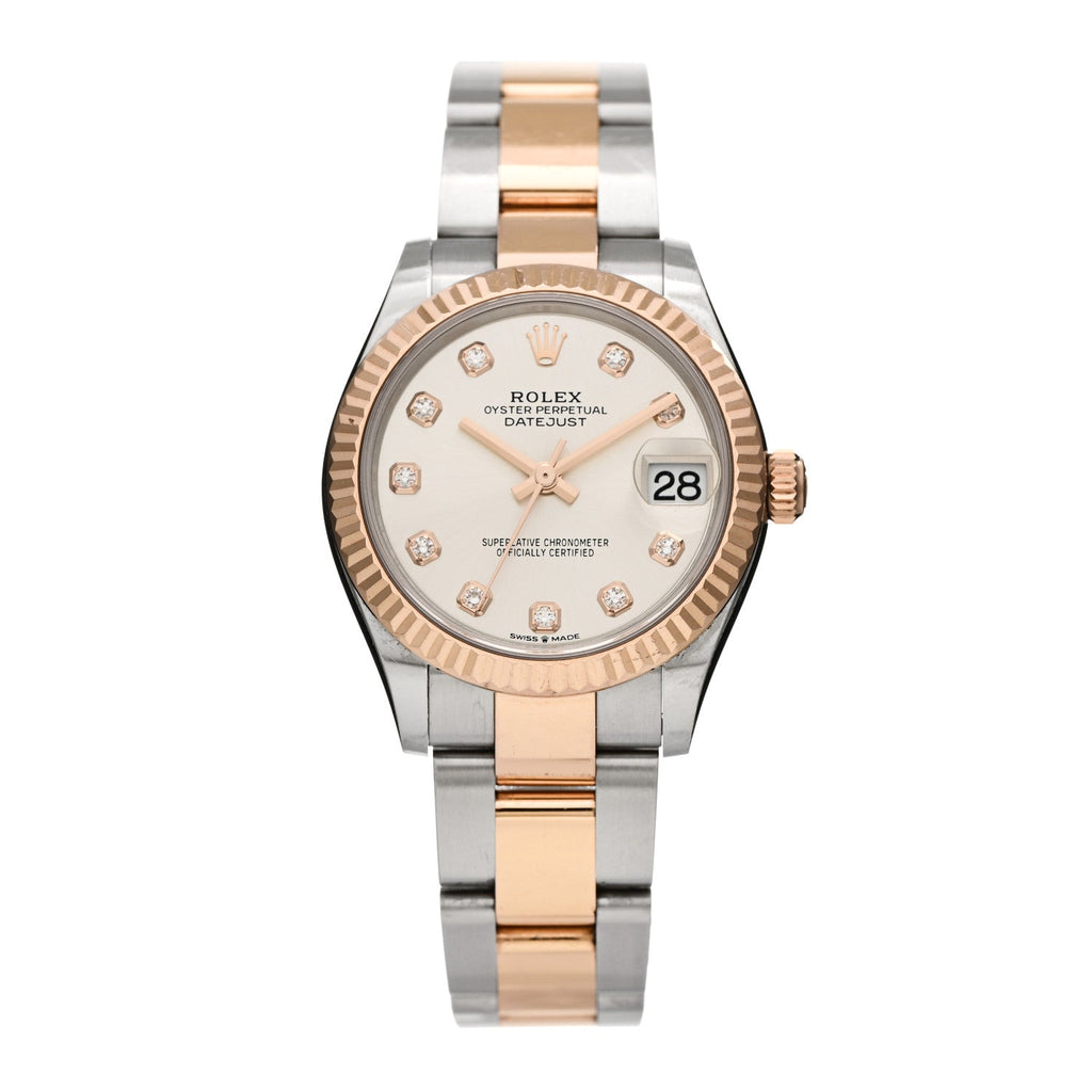 Stainless Steel 18K Everose Gold Diamond 31mm Oyster Perpetual Datejust Watch Silver 278271