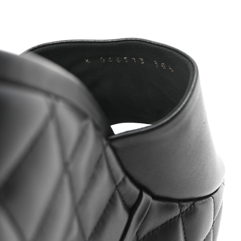 Lambskin Quilted CC Platform Mules 38.5 Black