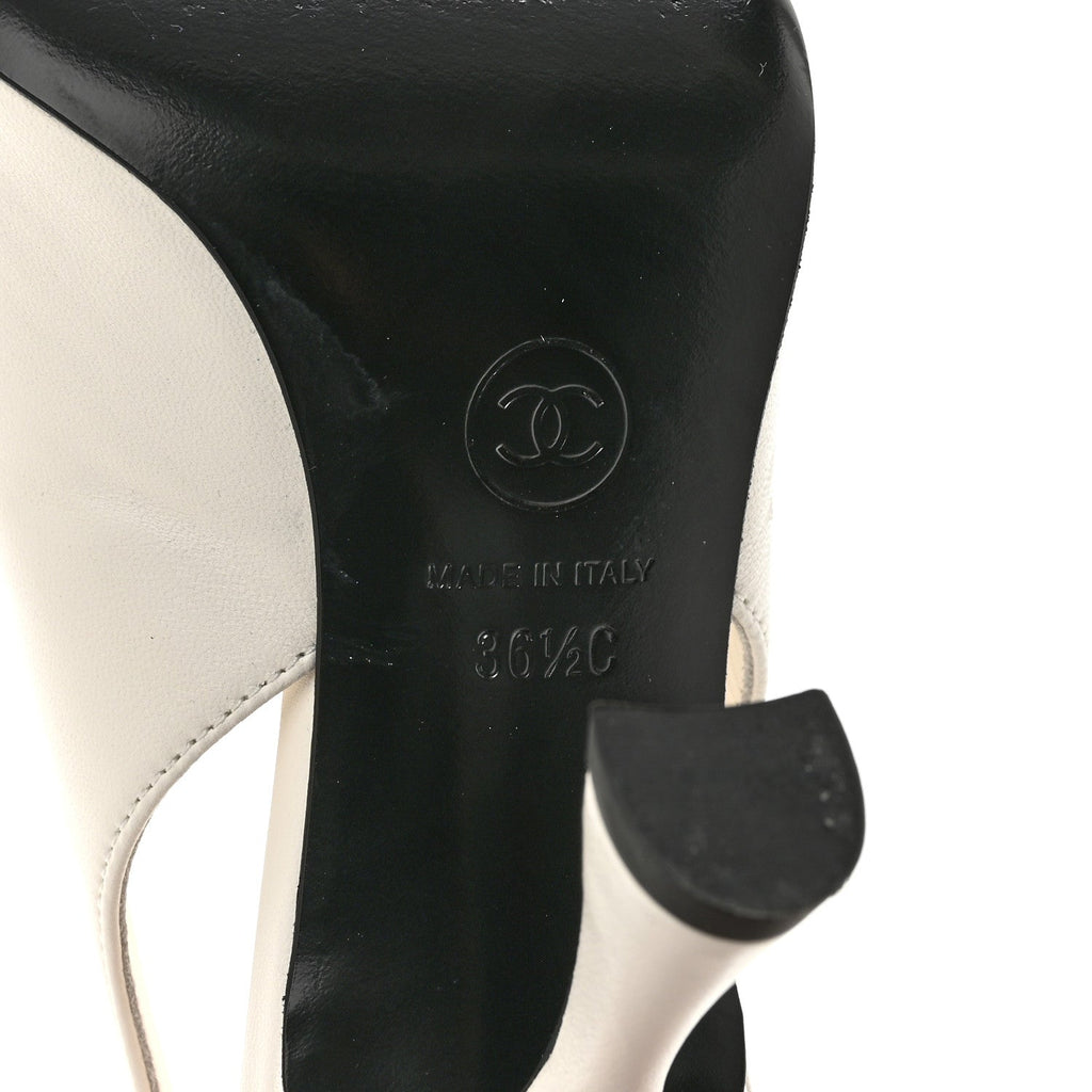 Lambskin Slingback Pumps 36.5 White Black