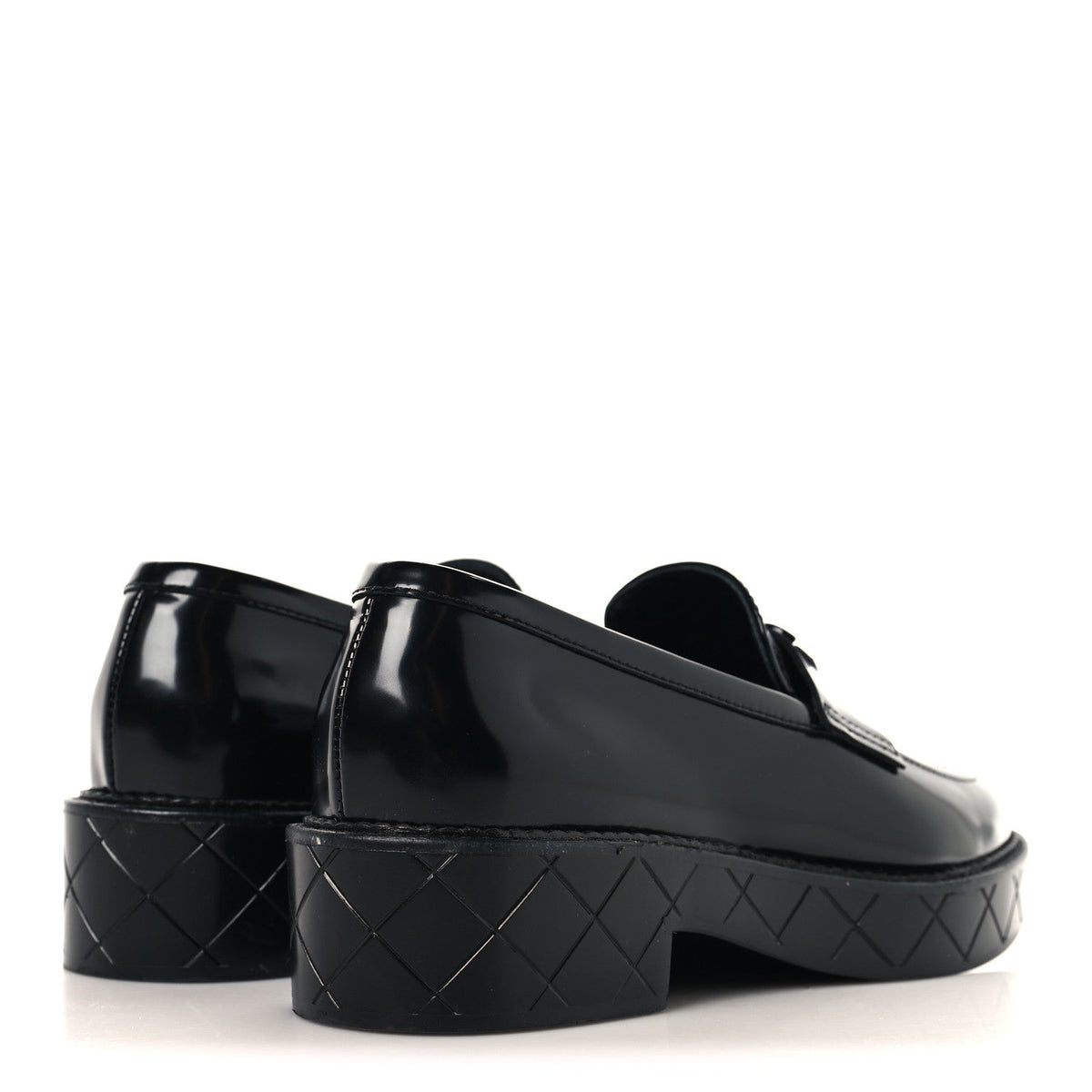 Shiny Calfskin Quilted CC Mocassin Loafers 37 Black