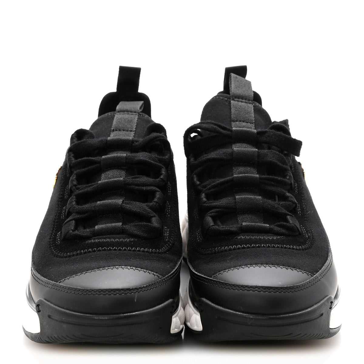 Velvet Calfskin Mixed Fibers CC Sneakers 36.5 Black