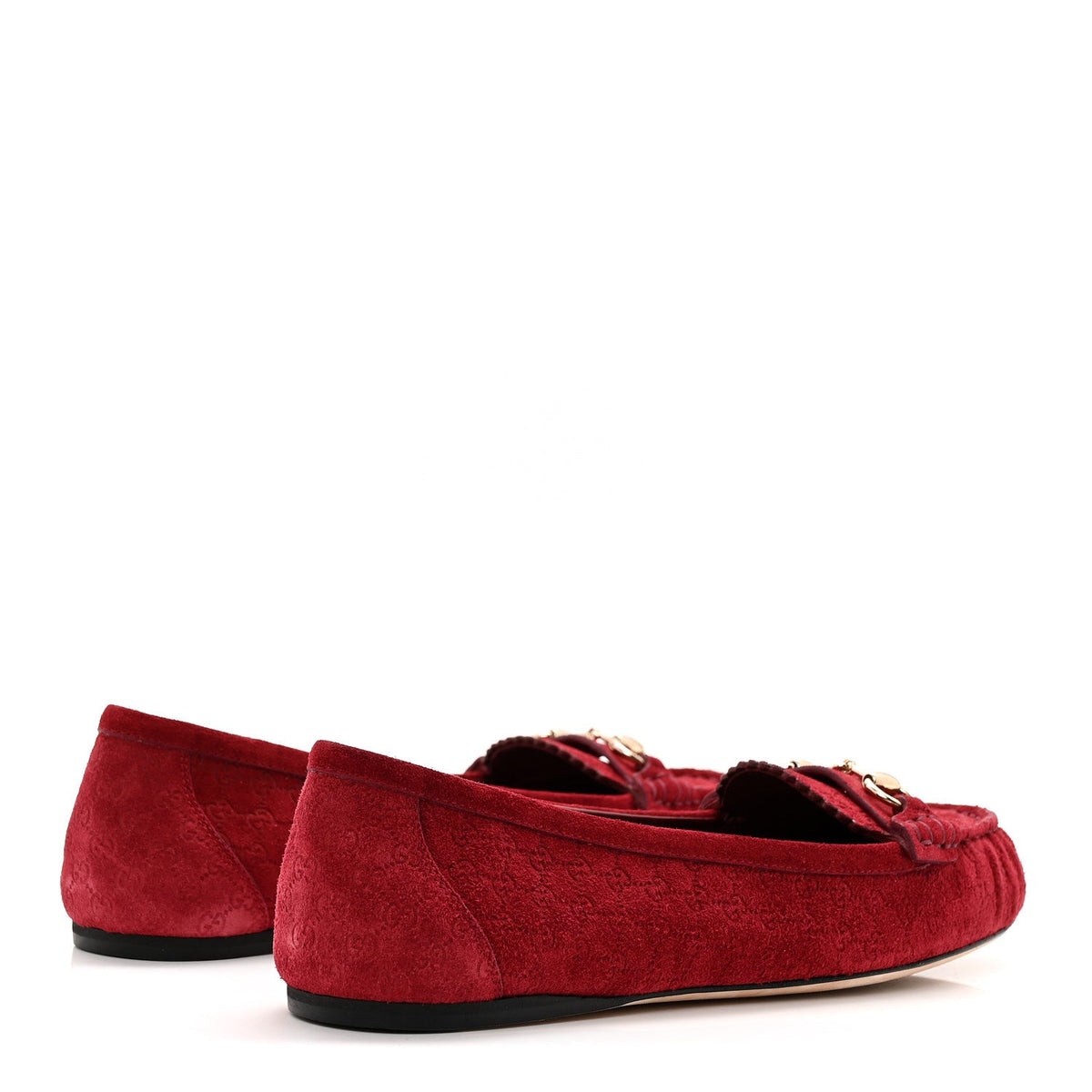 Suede Micro GG Horsebit Womens Kensington Moccasin Loafers 37 Rosso Ancora