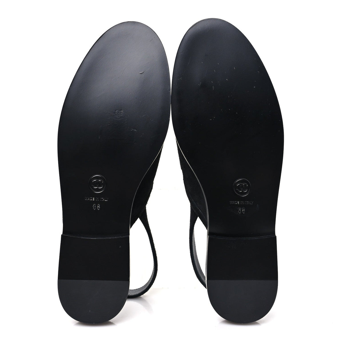Suede Calfskin Slingback Loafers 38 Black
