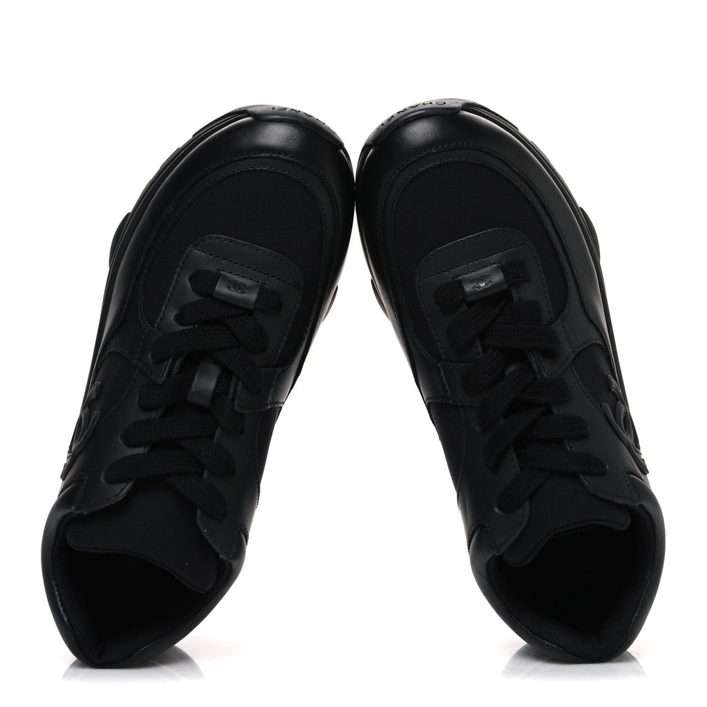 Lambskin Fabric CC Sneakers 36.5 Black