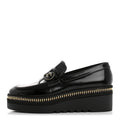 Shiny Calfskin Platform Loafers 37 Black