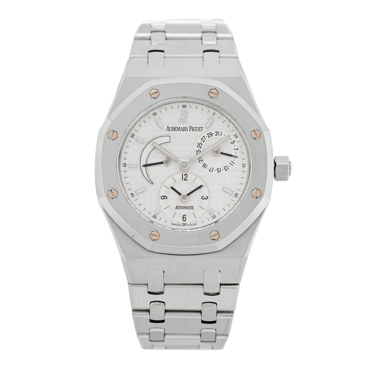 Stainless Steel 36mm Royal Oak Dual Time Automatic Watch White 25730ST.OO.0789ST.09