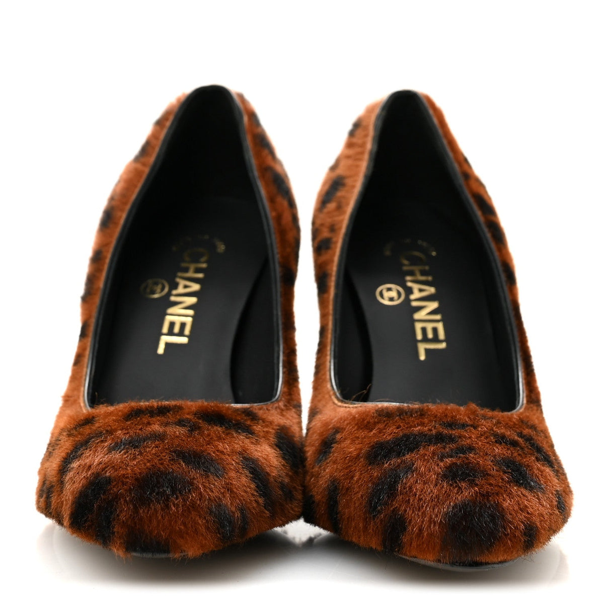 Pony Hair Lambskin Pumps 36.5 Brown Black