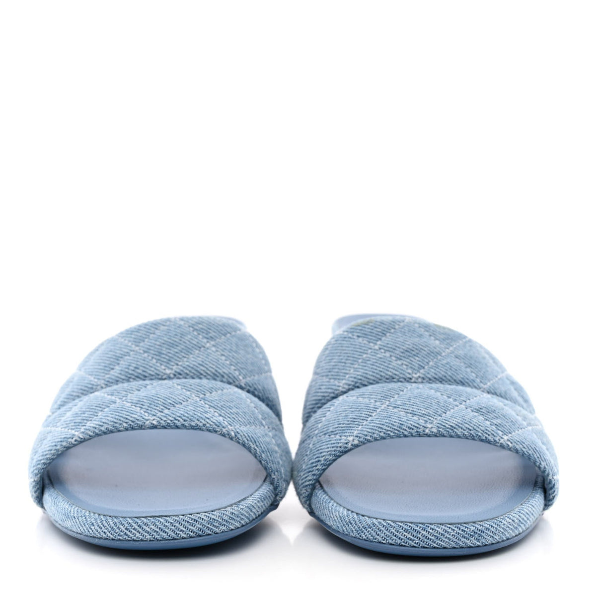 Denim Quilted Mules 38 Blue