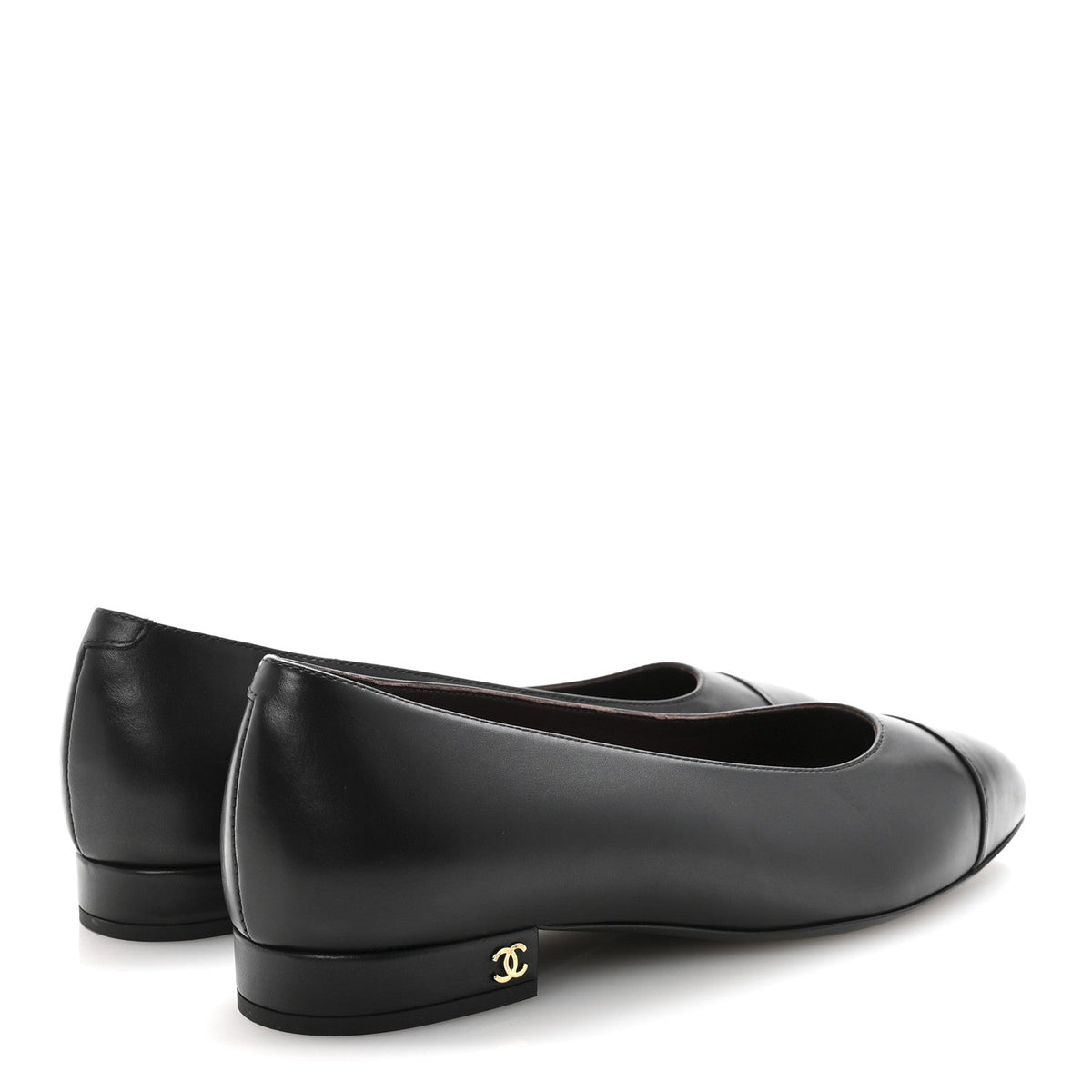 Lambskin Cap Toe Ballerina Flats 38.5 Black