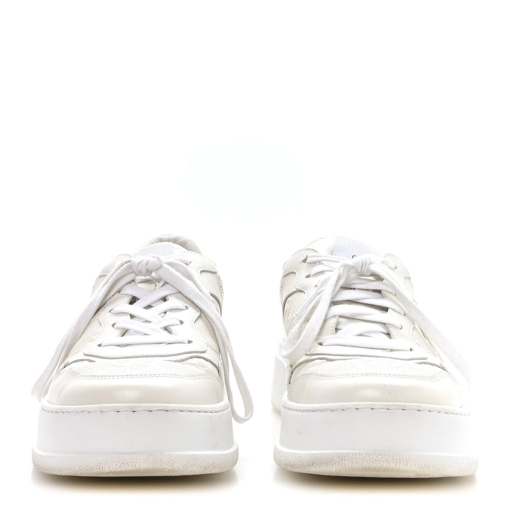 Calfskin GG Tennis Embossed Perforated Mens Interlocking G 55mm Sneakers 9.5 Great White