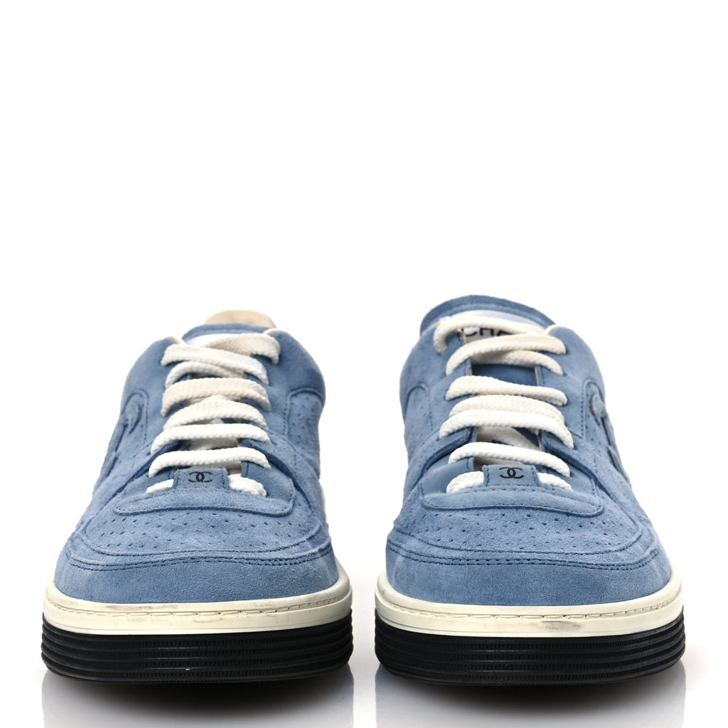 Suede Calfskin Womens CC Sneakers 40 Blue