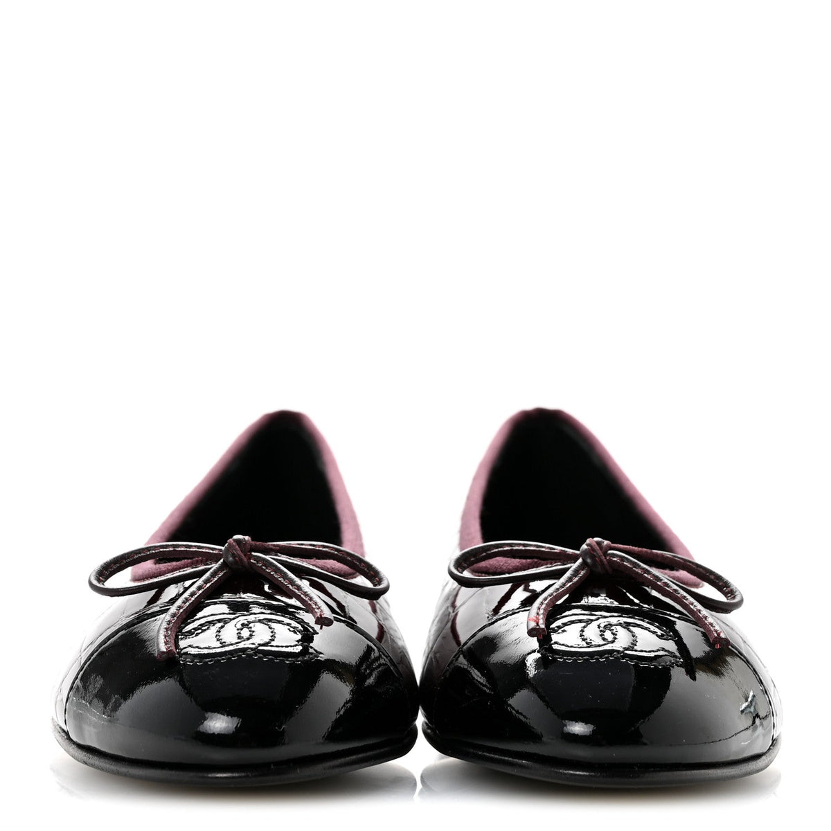 Crocodile Embossed Patent Cap Toe Ballerina Flats 36.5 Dark Burgundy Black