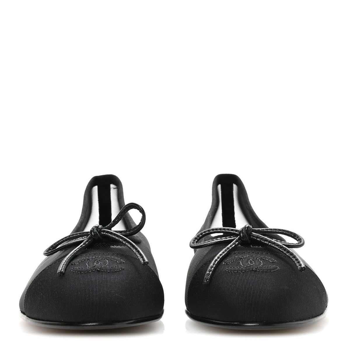 Mesh Grosgrain CC Cap Toe Ballerina Flats 37 Black