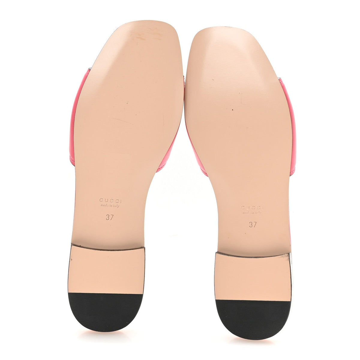 Cosmos Softy Calfskin Interlocking G Cut Out Slide Sandals 37 Rhodamine Pink