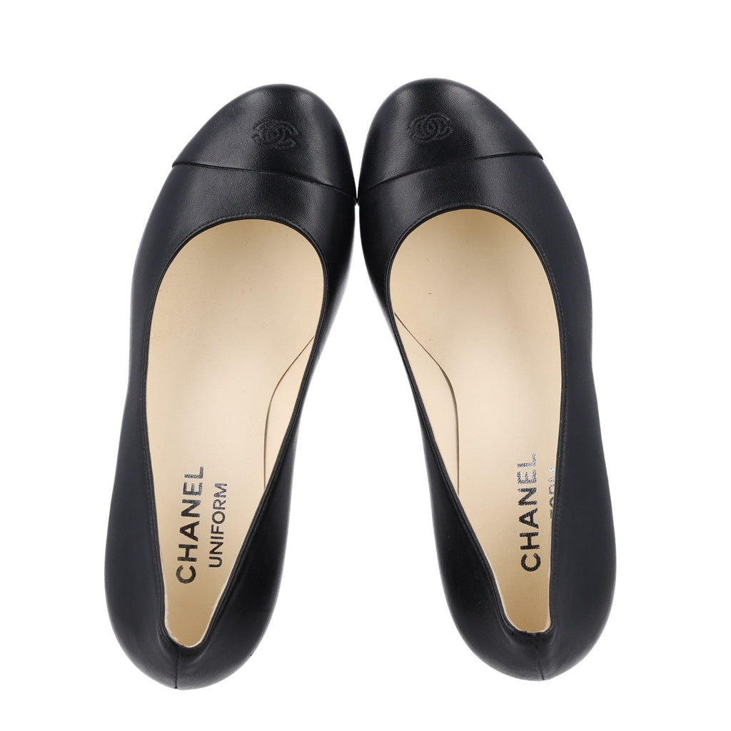 Lambskin Cap Toe CC Uniform Pumps 37 Black
