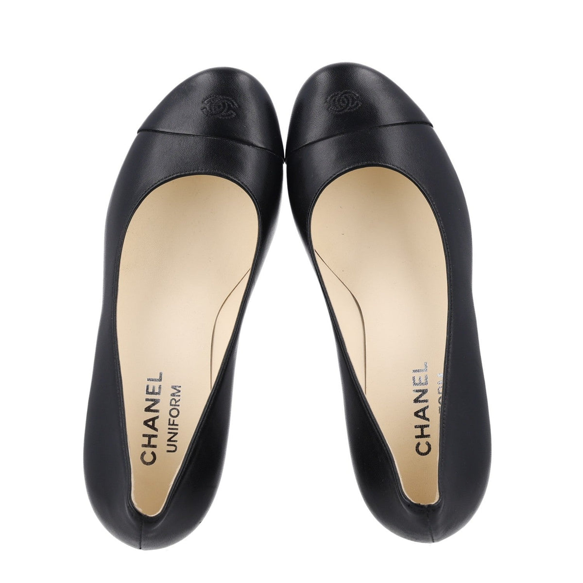 Lambskin Cap Toe CC Uniform Pumps 37 Black
