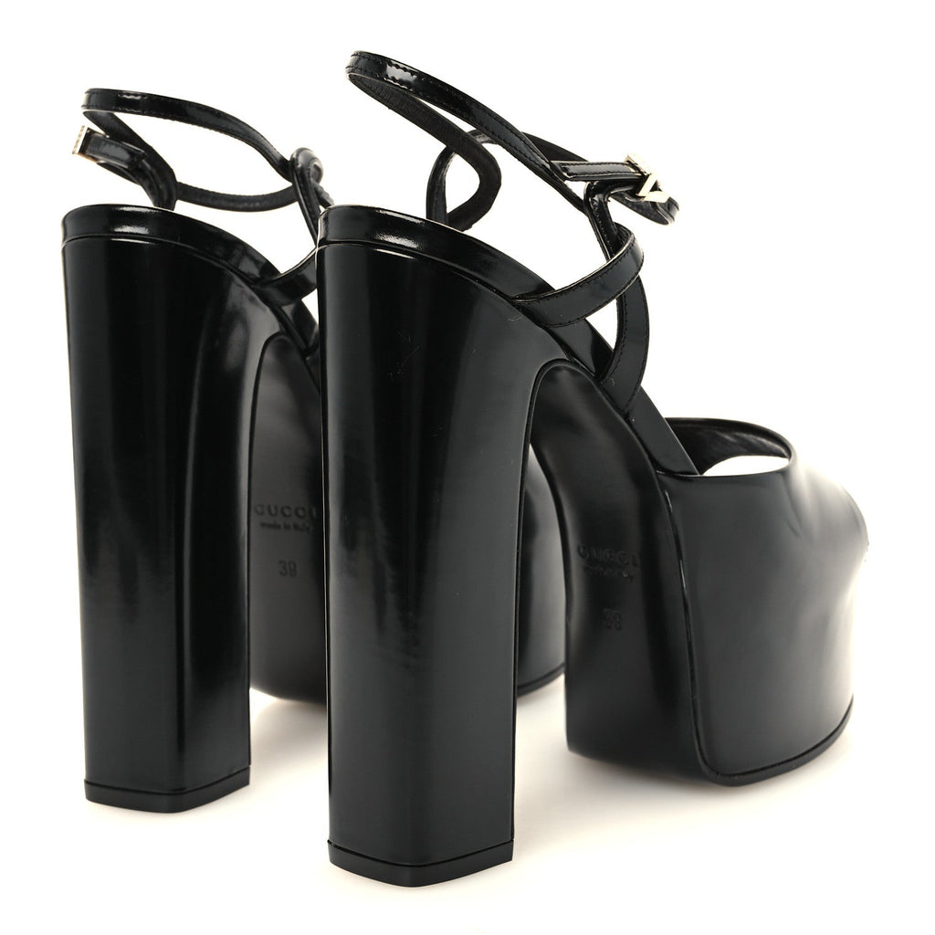 Regent Calfskin Nizza 95mm Platform Sandals 39 Black
