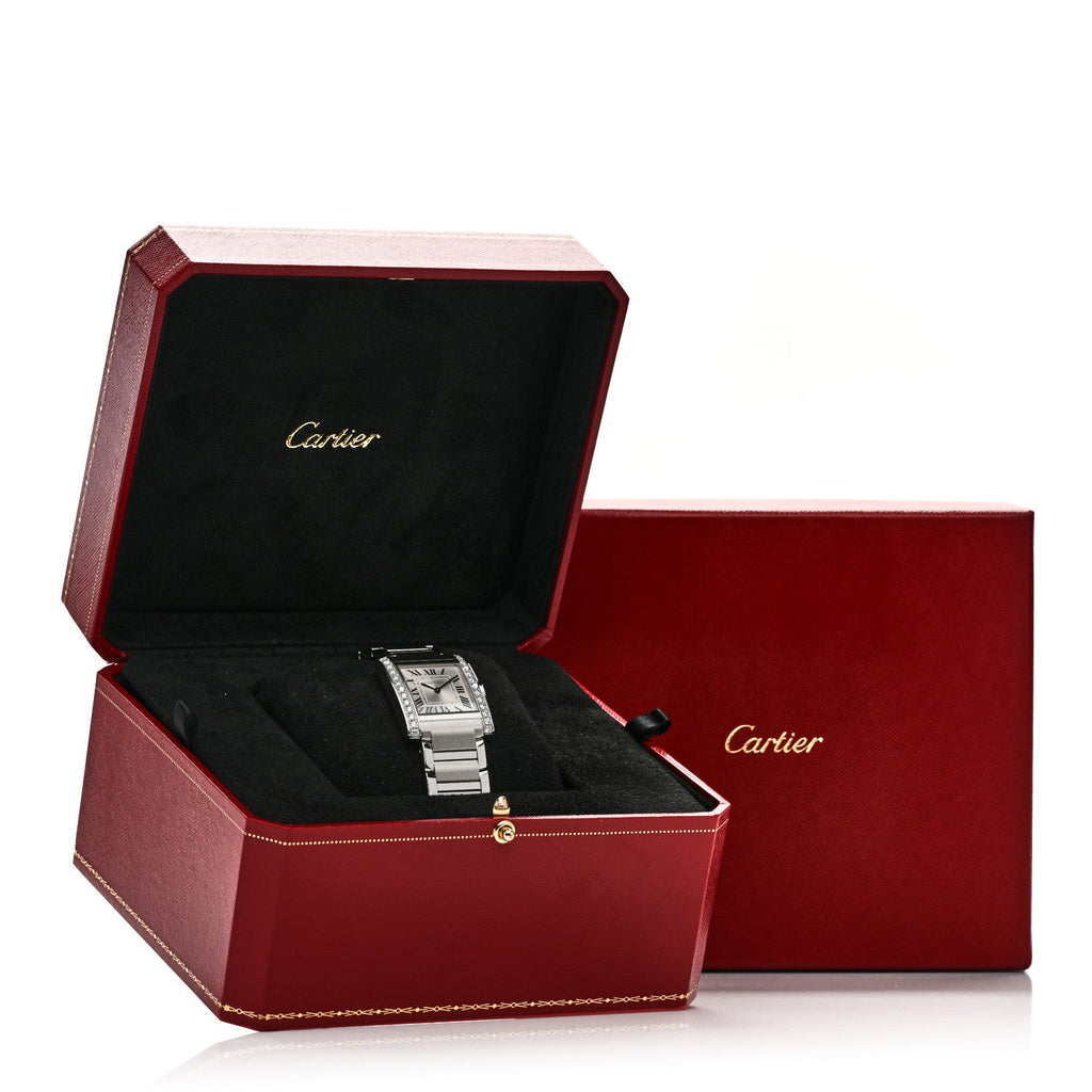 Stainless Steel Diamond Bezel 27mm Tank Francaise Quartz Watch