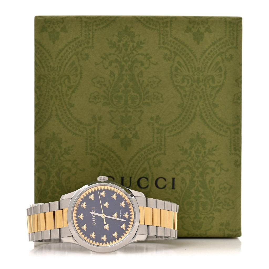 Stainless Steel 38mm G-Timeless Two Tone Bee Automatic Watch Blue