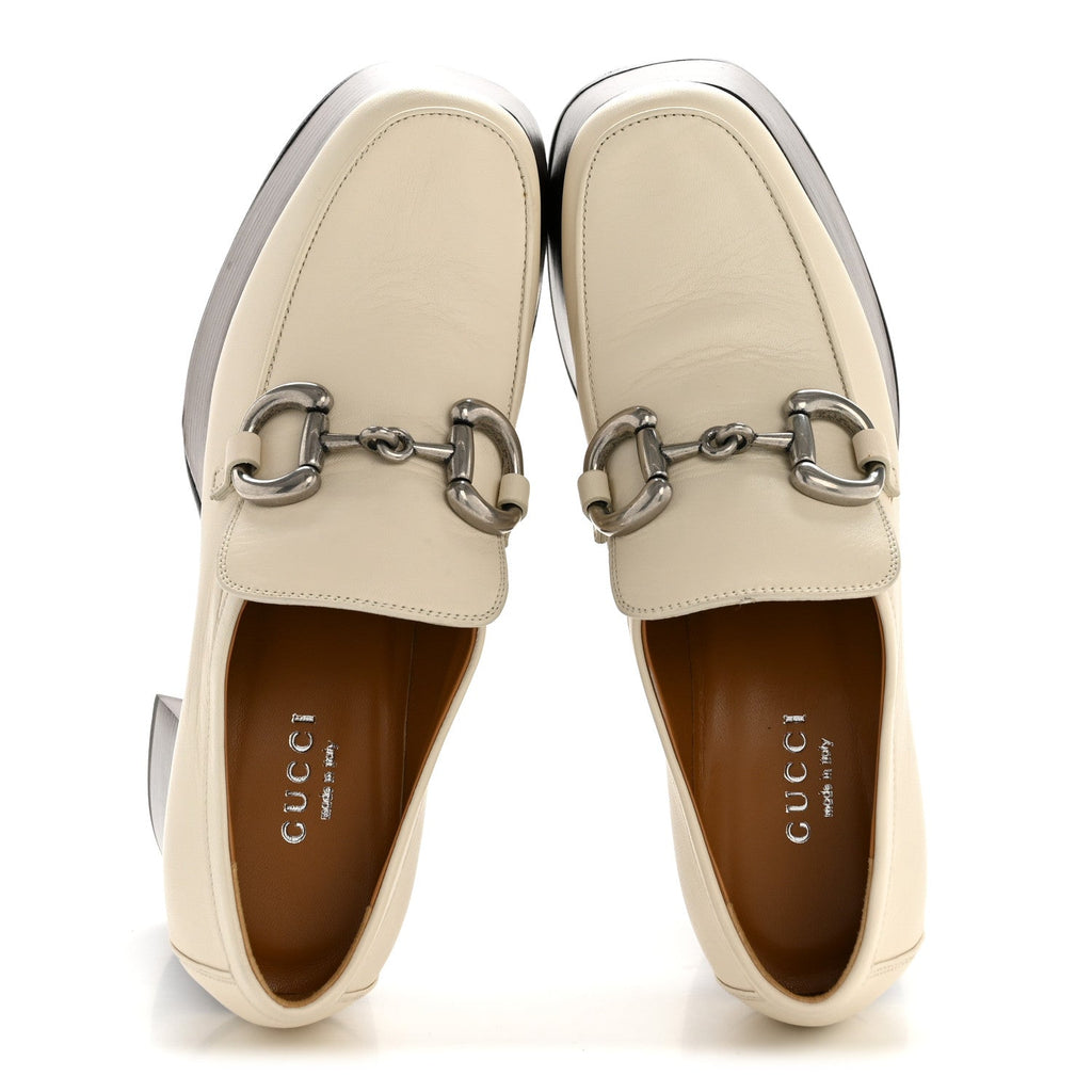 Malaga Kid Horsebit Platform Loafers 35 Mystic White