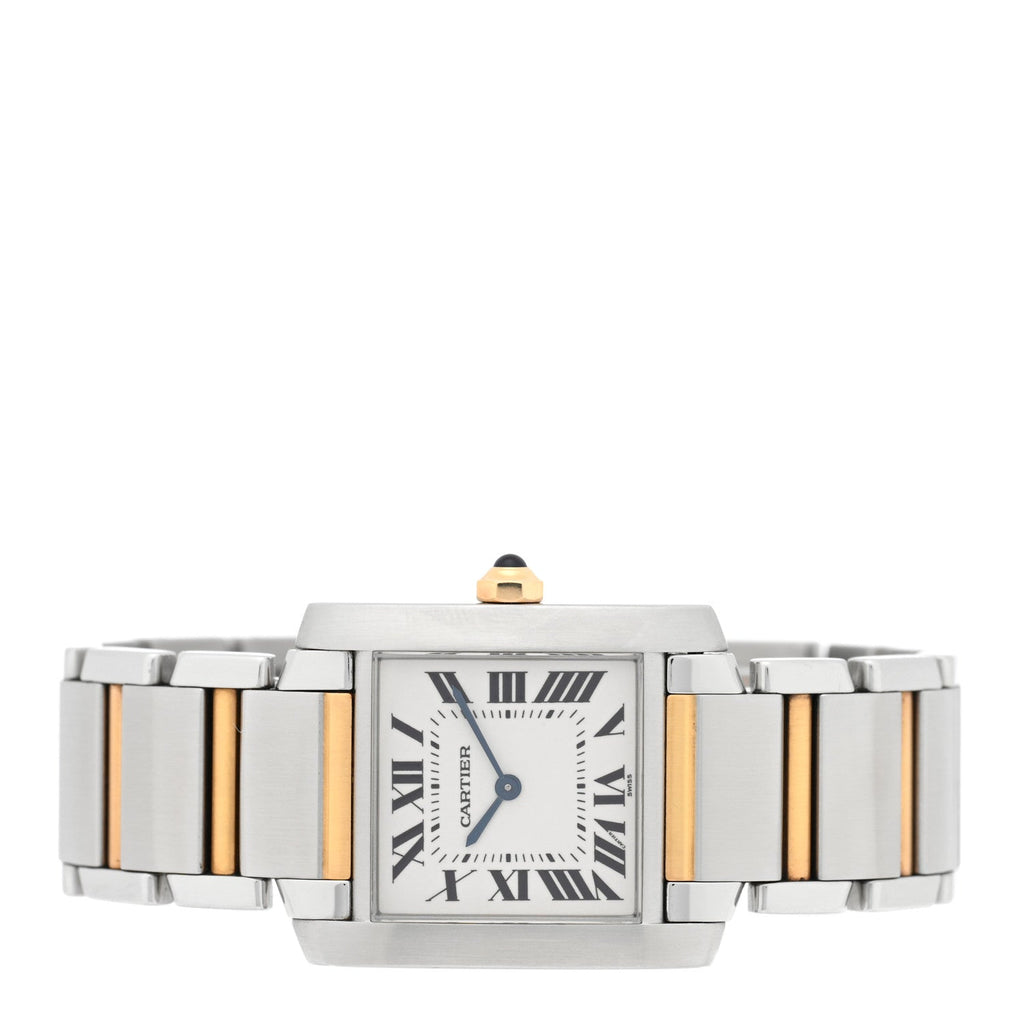 Stainless Steel 18K Yellow Gold 25mm Tank Francaise Quartz Watch