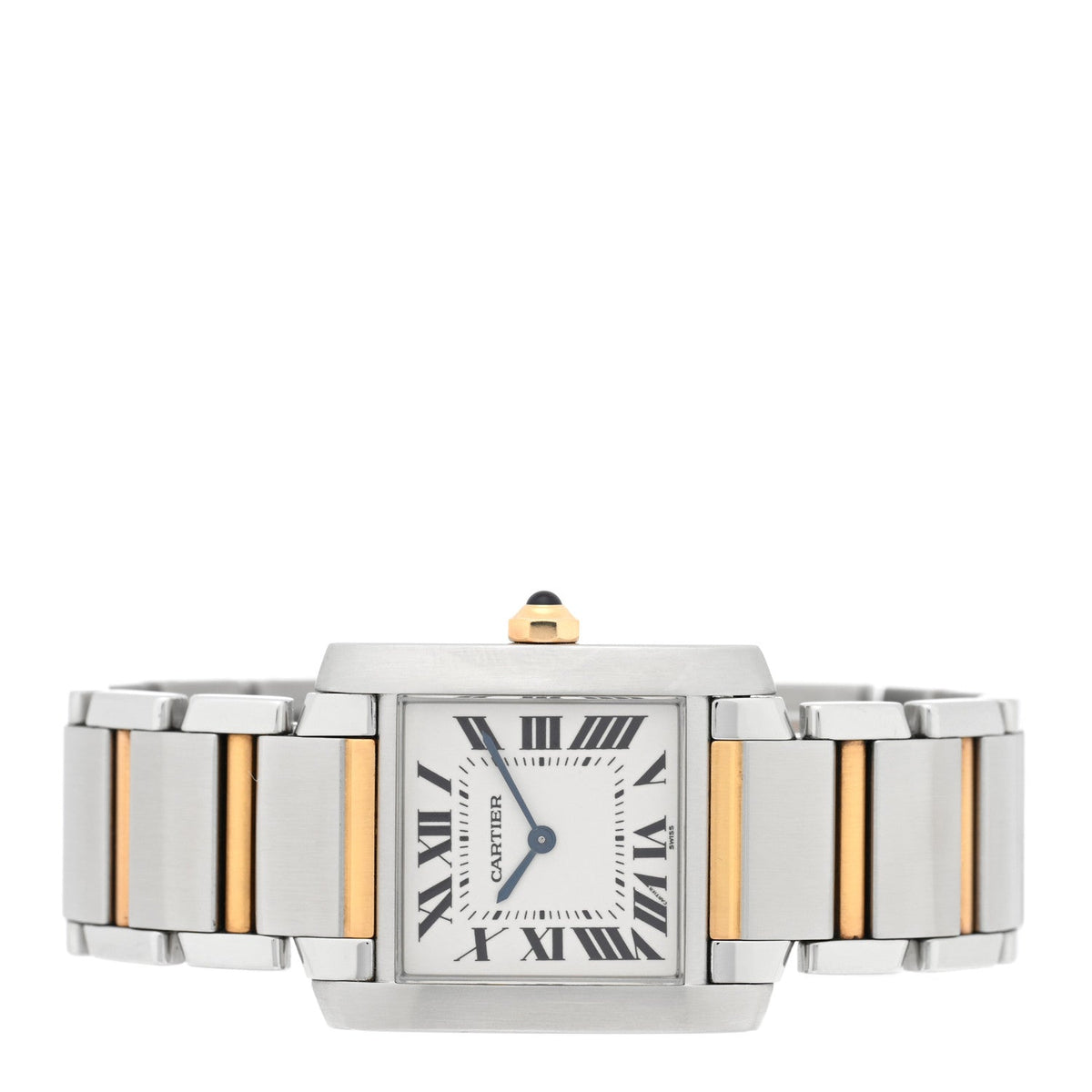 Stainless Steel 18K Yellow Gold 25mm Tank Francaise Quartz Watch