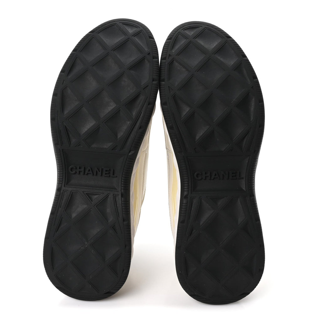 Velvet Calfskin Mixed Fibers CC Sneakers 39.5 Ivory Black