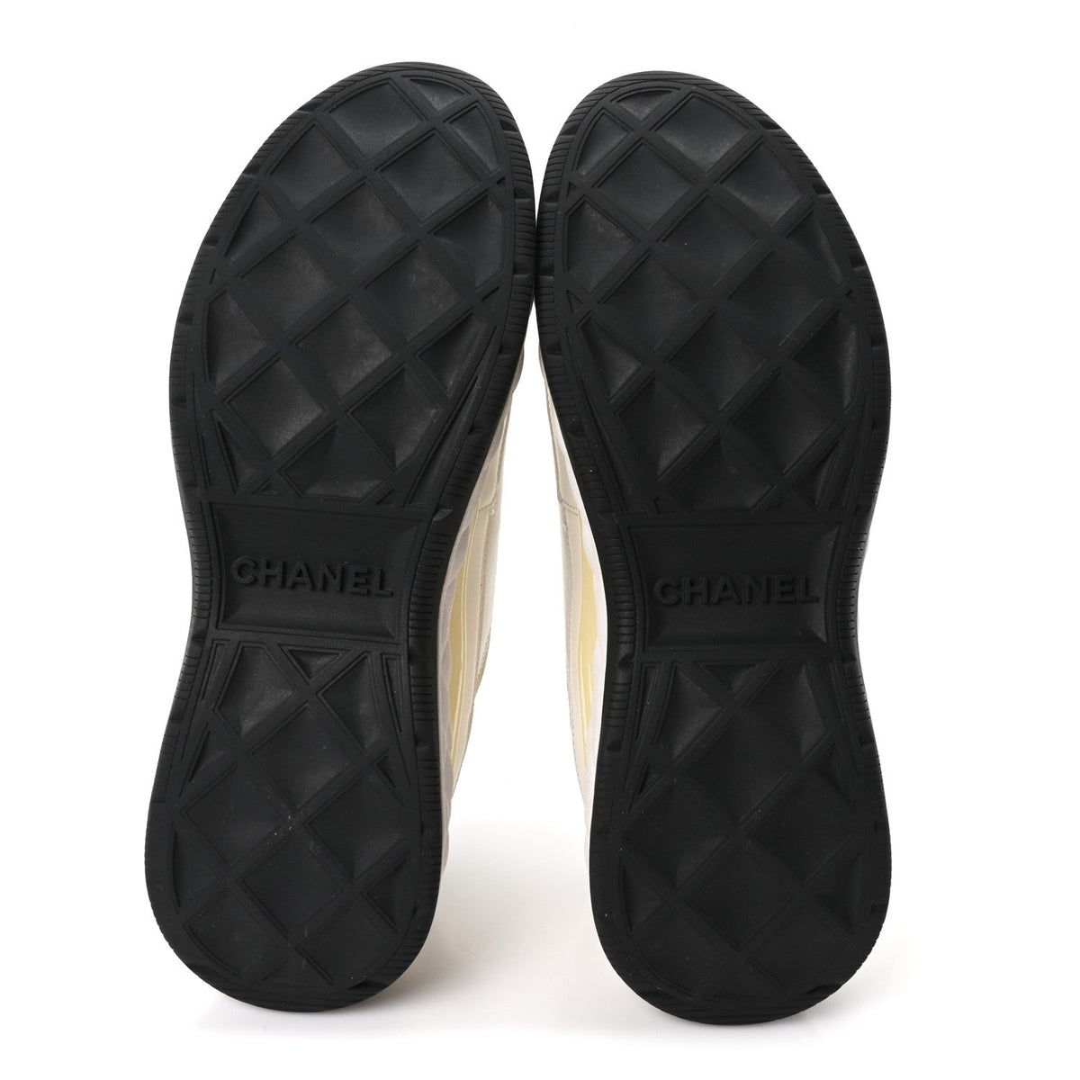 Velvet Calfskin Mixed Fibers CC Sneakers 39.5 Ivory Black