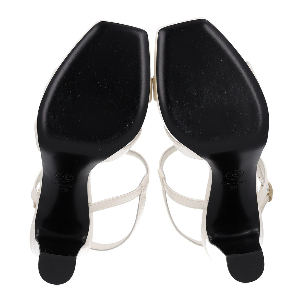 Lambskin Logo Platform Sandals 39 Black