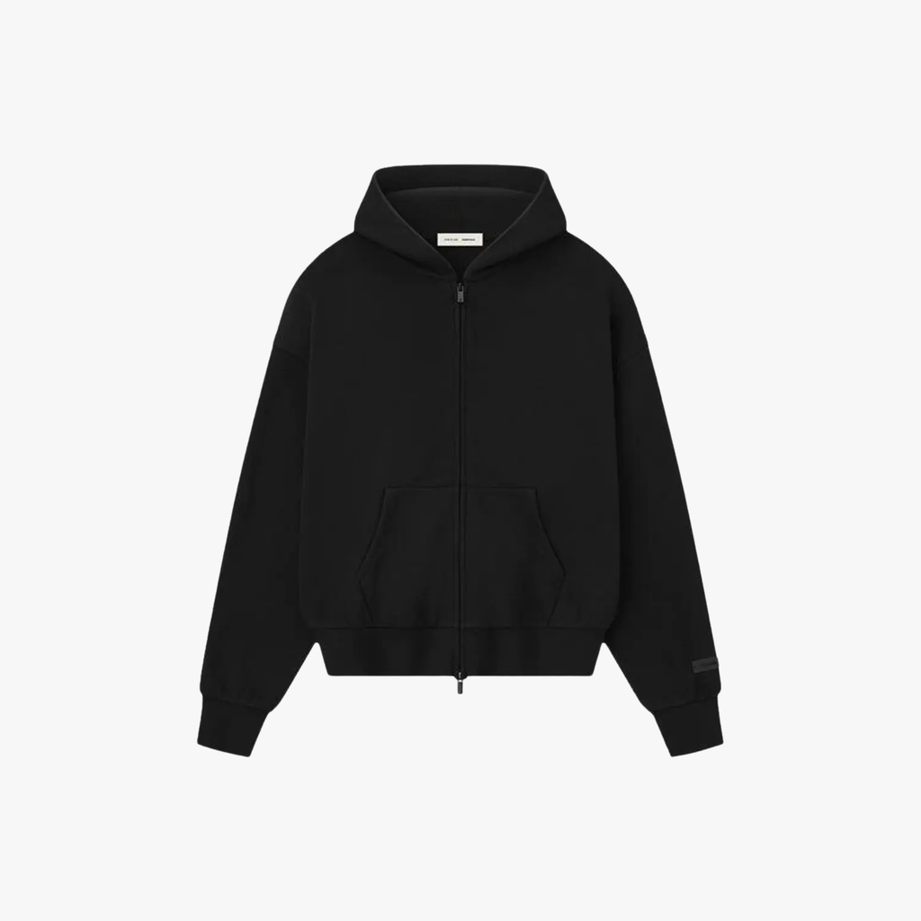 Essentials Fear of God Classic Full Zip Up Hoodie Jet Black