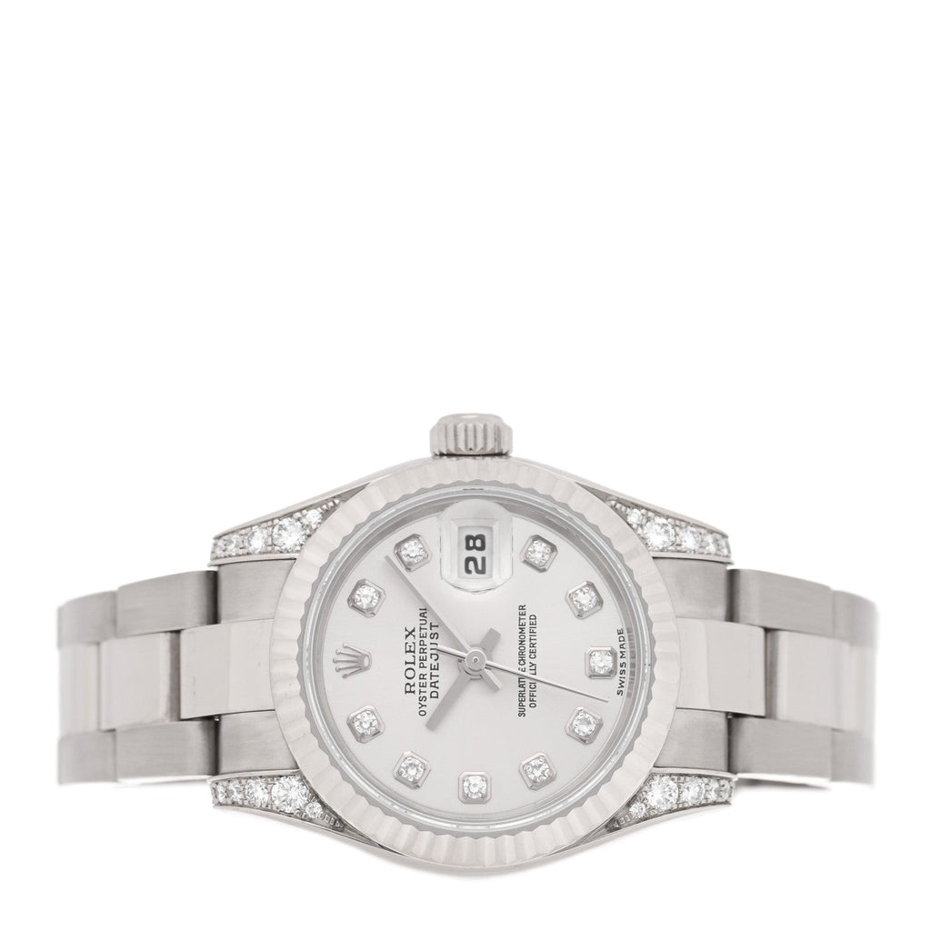 18K White Gold Diamond 26mm Oyster Perpetual Lady Datejust Watch Silver 179239
