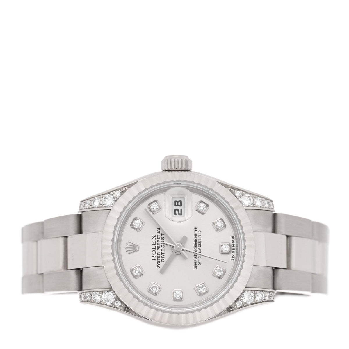 18K White Gold Diamond 26mm Oyster Perpetual Lady Datejust Watch Silver 179239