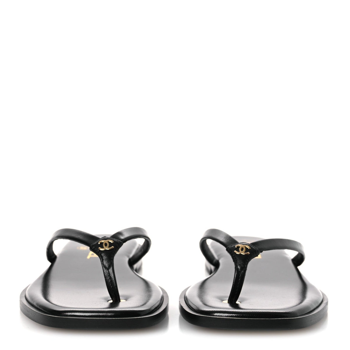Goatskin CC Times Square Thong Sandals 38 Black