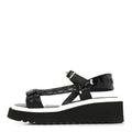 Lambskin Patent Calfskin Logo Platform Sandals 36 Black