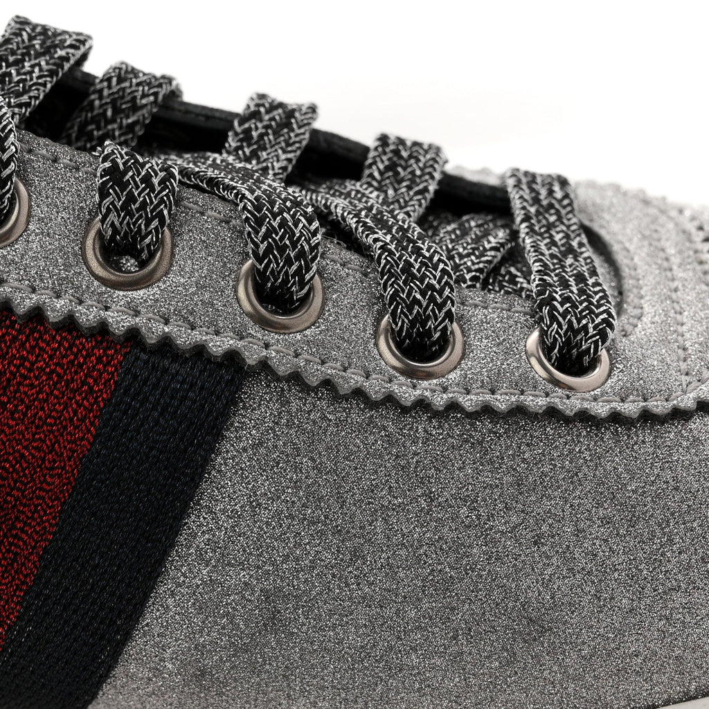 Glitter Fabric Studded Web Mens Sneakers 9 Silver