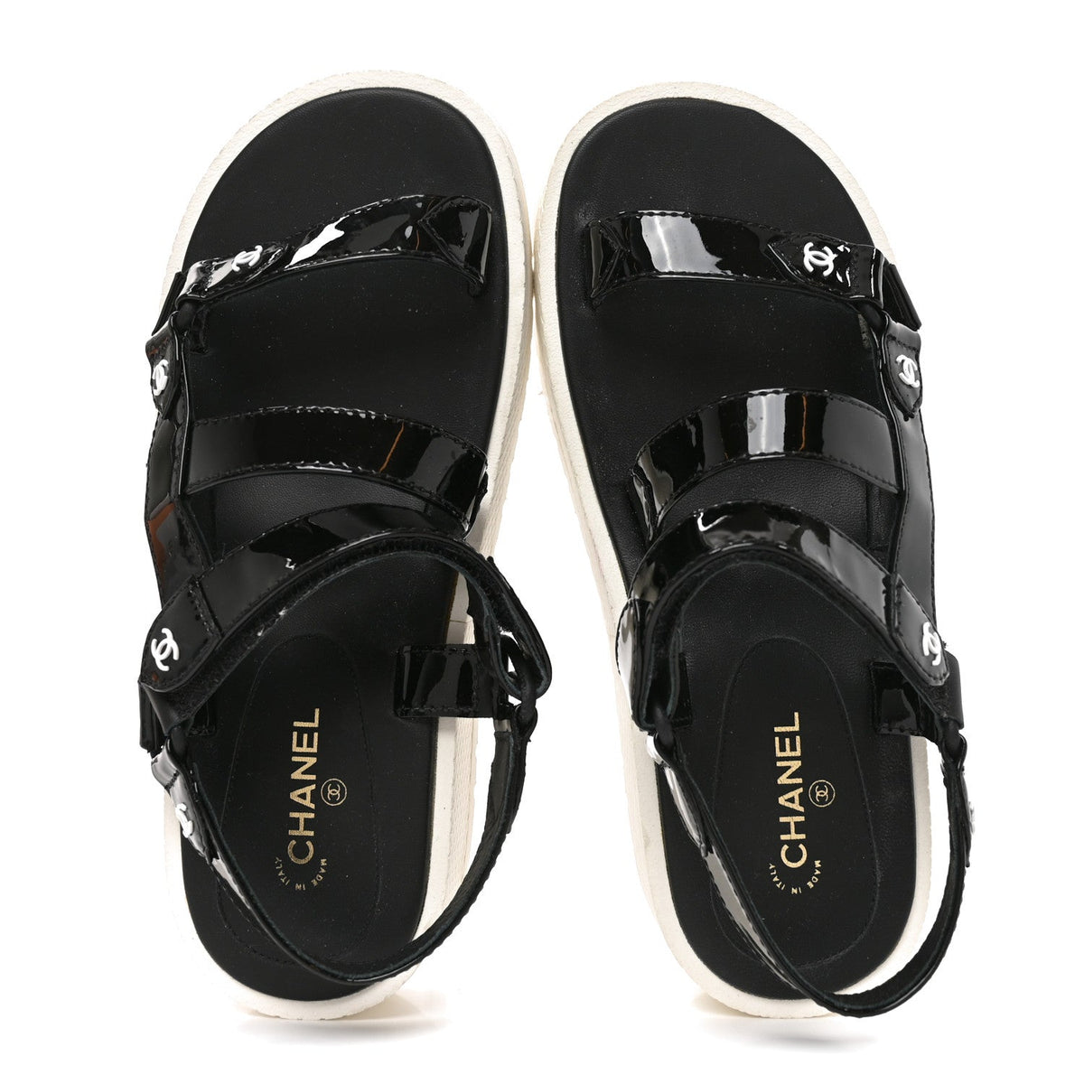 Patent CC Platform Sandals 36.5 Black