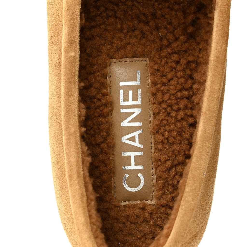 Suede Calfskin CC Loafers 37.5 Dark Beige