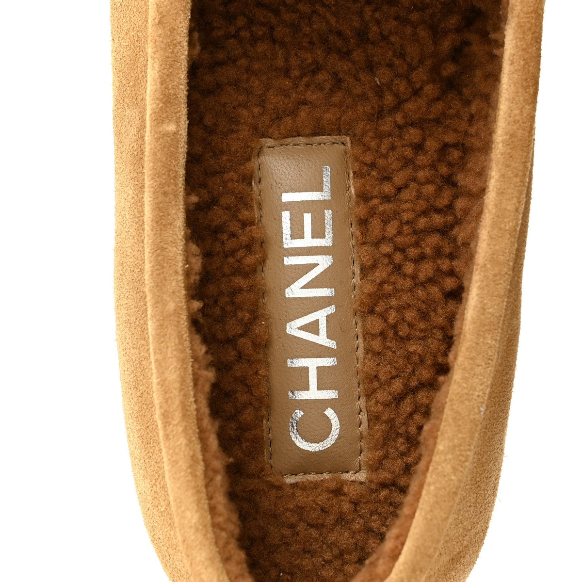 Suede Calfskin CC Loafers 37.5 Dark Beige