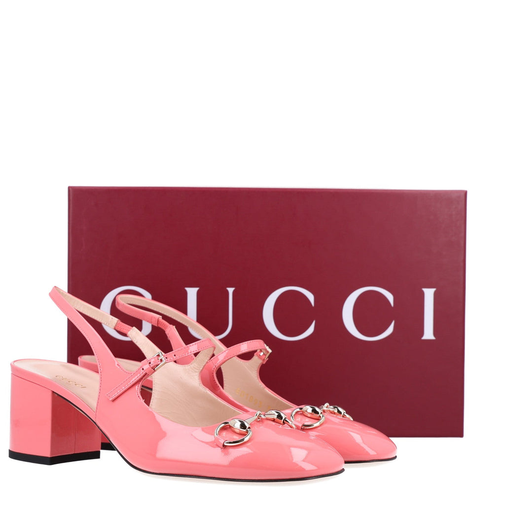 Vernice Crystal Horsebit Charlotte 42mm Slingback Pumps 39 Bubble Gum