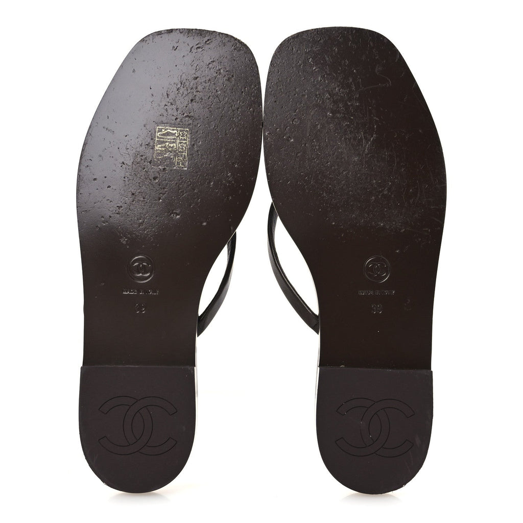 Goatskin CC Times Square Thong Sandals 39 Brown