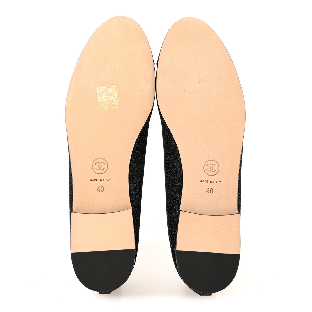 Glitter Grosgrain Cap Toe CC Ballerina Flats 40 Black