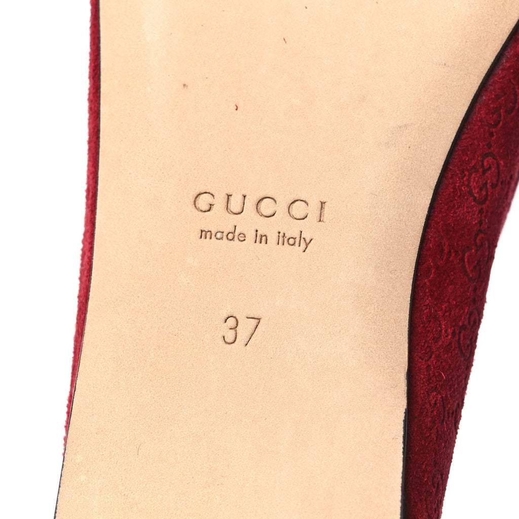 Suede Micro GG Horsebit Womens Kensington Moccasin Loafers 37  Rosso Ancora