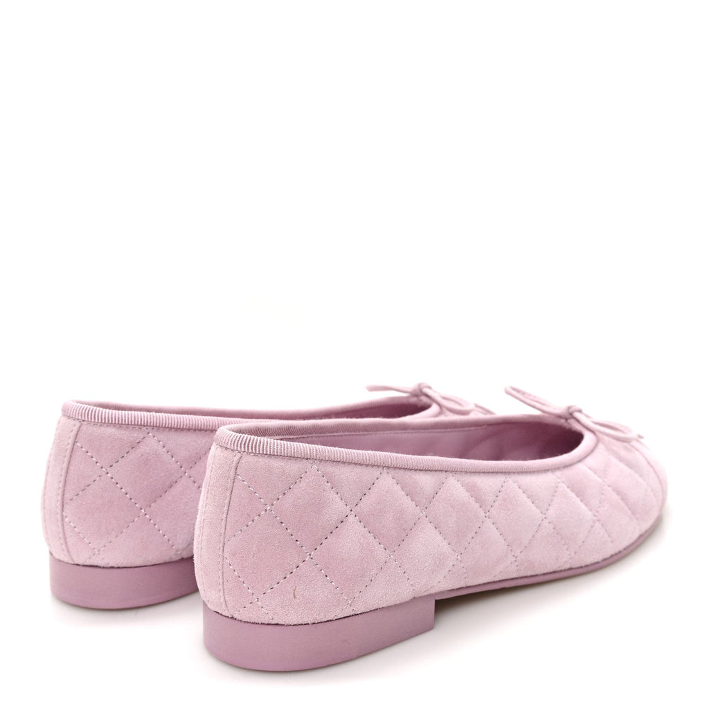 Suede Quilted Cap Toe CC Ballerina Flats 36 Light Pink